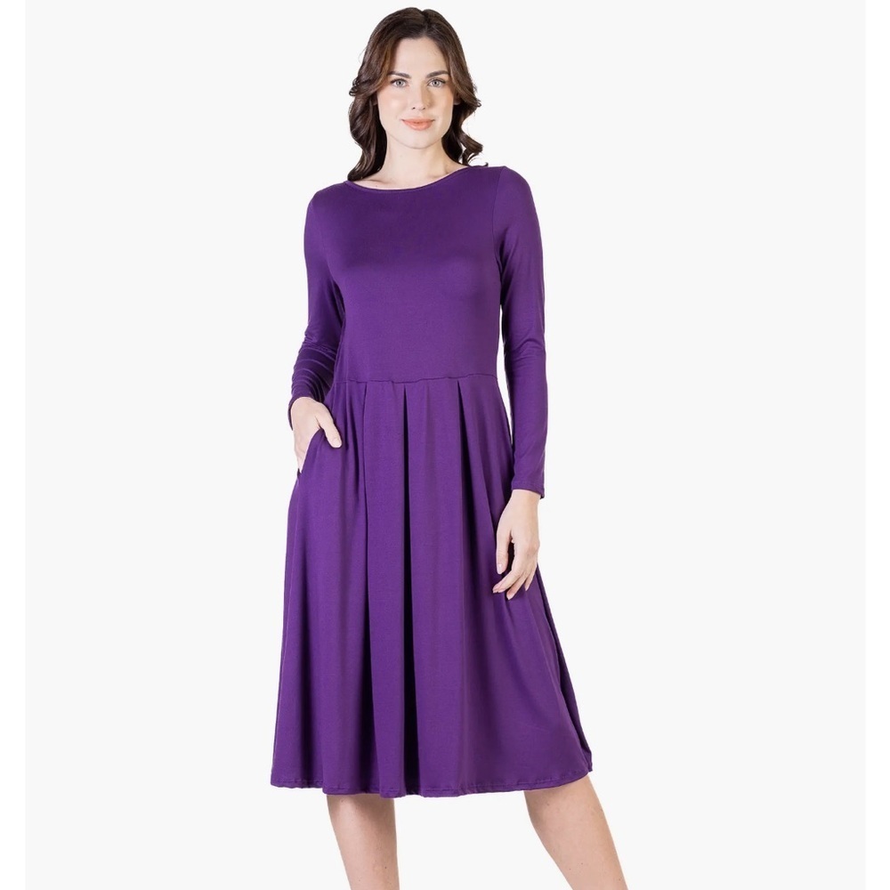 Midi Length Fit N Flare Pocket Dress
24seven Comfort Apparel